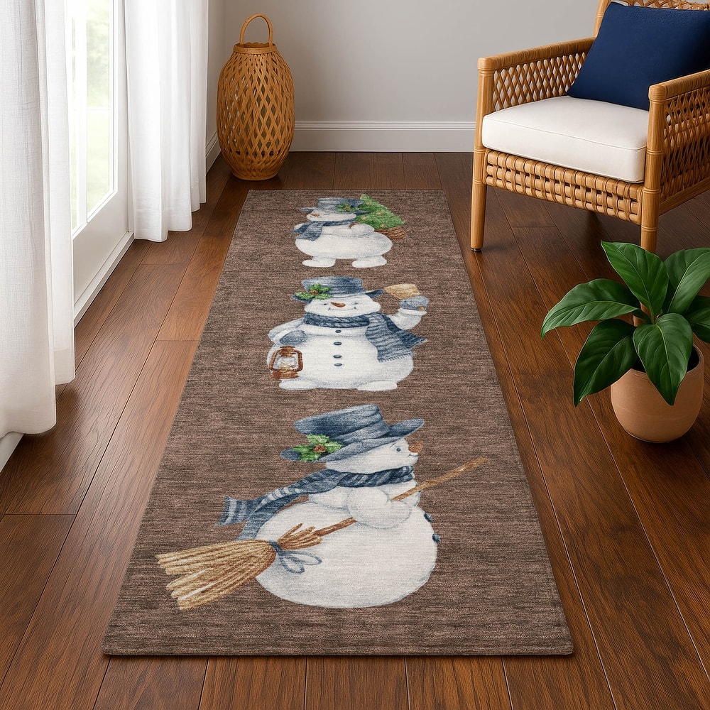Premium Washable Super Soft Winter Holiday Snowman Mayfield Rug