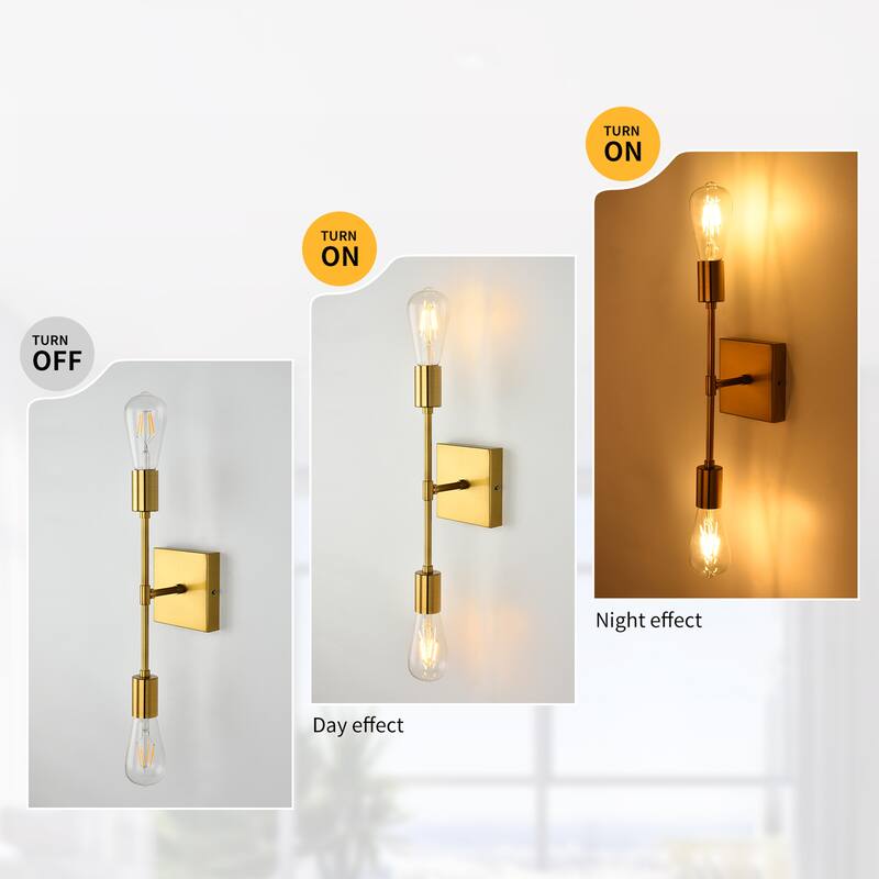 Starsky 2-Lights Modern Industrial Linear Bathroom Vanity Light Wall Sconce Set of 2 - N/A