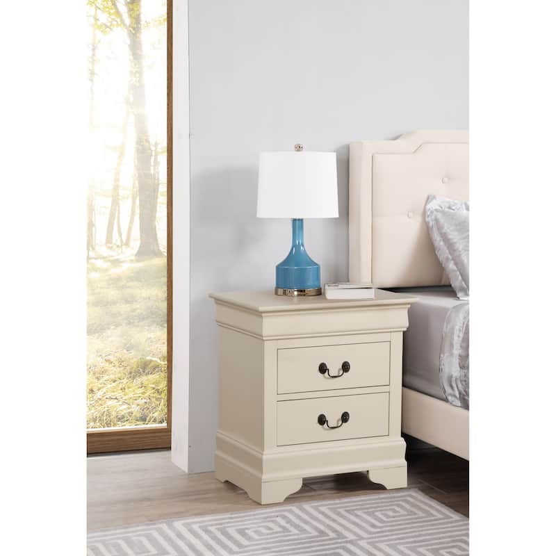 Traditional 22-in Metal Hand Holder 2-Drawer Wood Nightstand