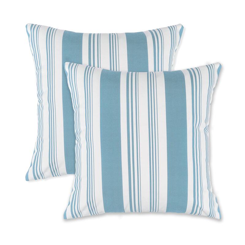 19” Square Outdoor/Indoor Zippered Pillow, (set of 2) By Austin Horn Classics - BLUE / NATURAL