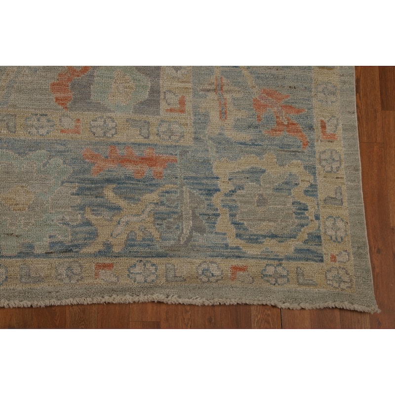 Vegetable Dye Oushak Turkish Area Rug Hand-Knotted Wool Carpet - 8'11"x 12'3"