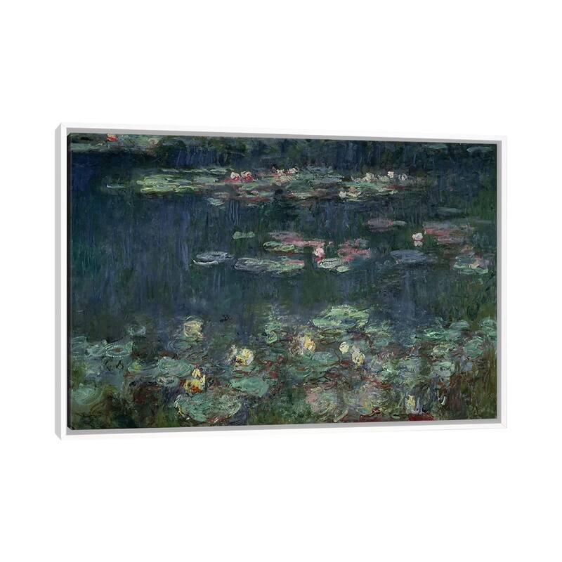 iCanvas "Waterlilies- Green Reflections, 1914-18 " by Claude Monet Framed Canvas Print - White - 32x48