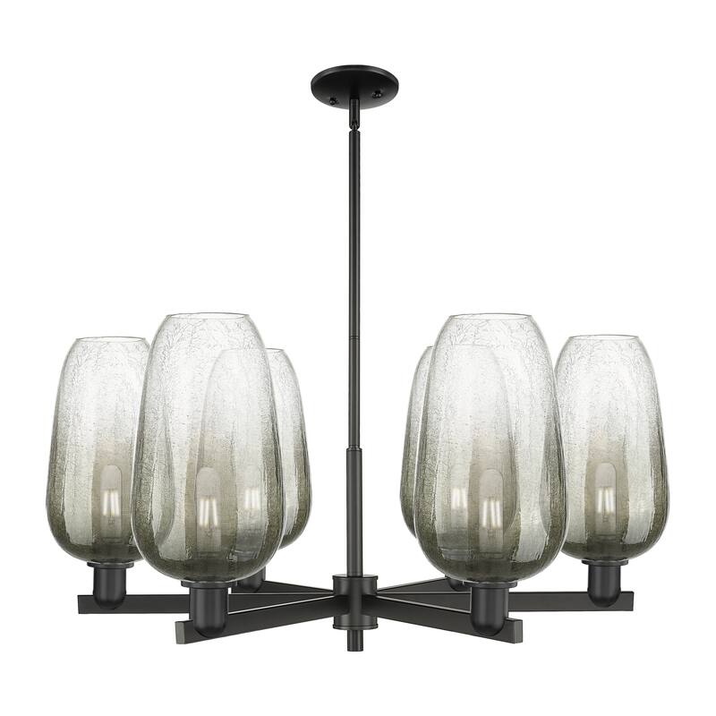 Innovations Lighting Downtown Urban - Brookhaven Flute - 6 Light 24" Stem Hung Chandelier - Slate/Matte Black