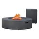 preview thumbnail 10 of 14, Aidan Circular 50K BTU Outdoor Gas Fire Pit Table with Tank Holder by Christopher Knight Home