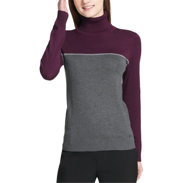 Calvin Klein Womens Colorblocked Pullover Sweater, Grey, X-Small. Opens flyout.