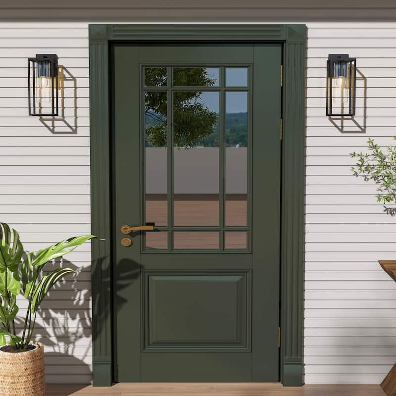 2-Pack Industrial Metal Outdoor Wall Lantern