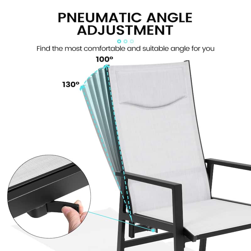 9-Piece Set Outdoor Extendable Patio Dining Table with Pneumatic Adjustable Folding Dining Chairs