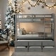 preview thumbnail 1 of 10, Twin Bunk Bed with Ladder, Safety Rail, Twin Trundle Bed with 3 Drawers for Teens Bedroom, Guest Room Furniture White