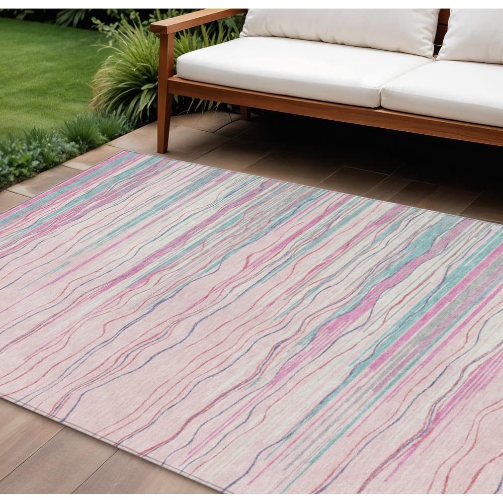 HomeRoots Striped Transitional Rectangle Outdoor Rug