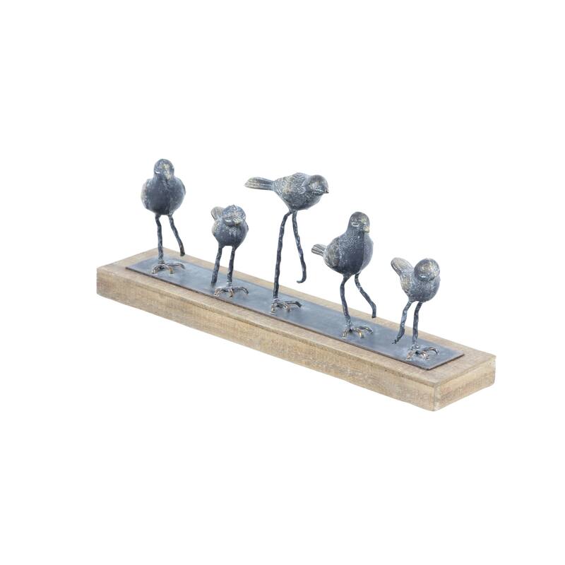 Metal Bird Sculpture - Gray - Roche River Decor - 4"W x 18"L x 7"H