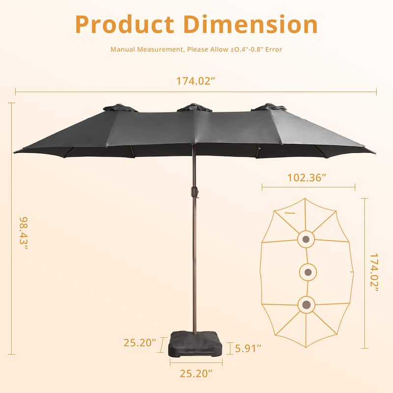 HOOOWOOO Outdoor Patio Umbrella with Crank Handle