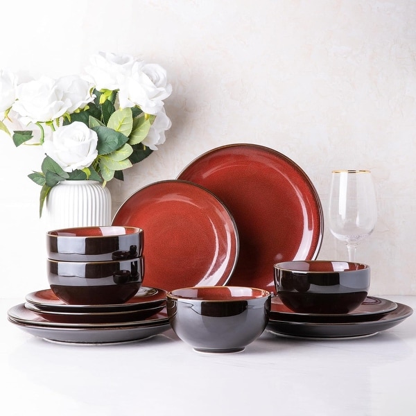 Ceramic Dinnerware Sets,Handcraft Wavy Rim Stoneware Plates and