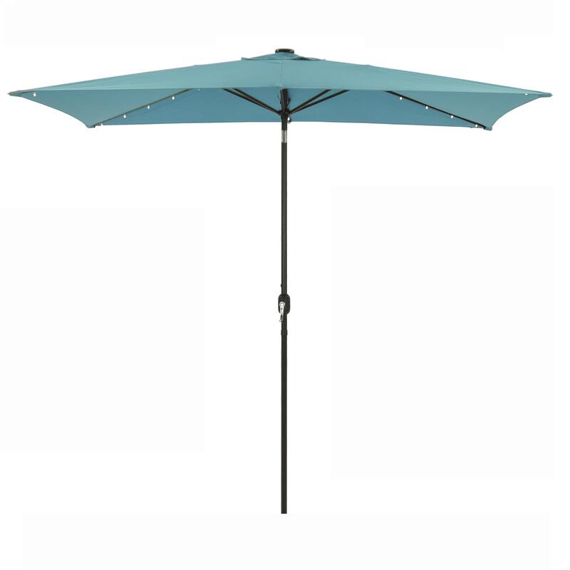 10 ft.LED Aluminum Rectanglar Market Patio Umbrella - Light Green