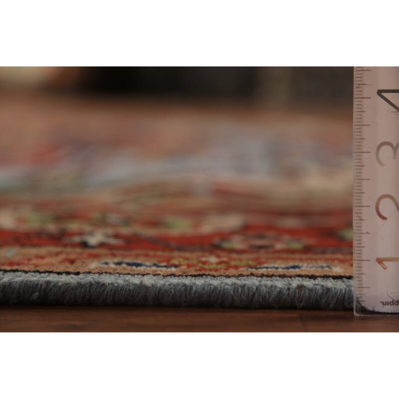 Geometric Heriz Serapi Indian Rug Hand-Knotted Blue Wool Carpet - 7'11"x 9'9"