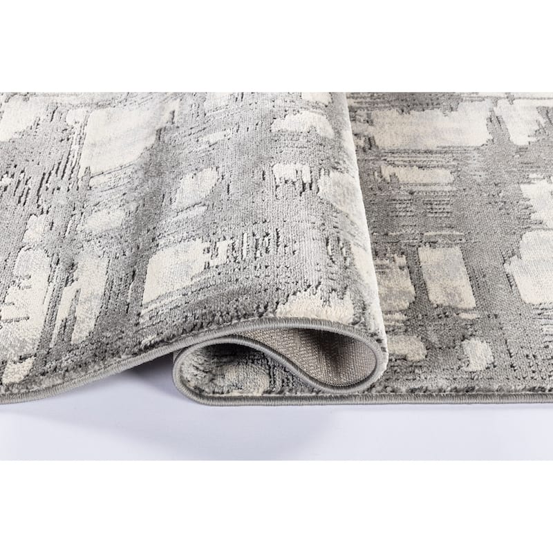 Intense Collection Transitional Abstract Light Grey Geometric Area Rug