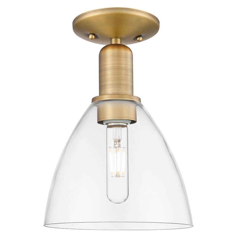 Innovations Lighting 716-1C-11-8 Bristol Semi-Flush Bristol 8" Wide - Brushed Brass / Clear
