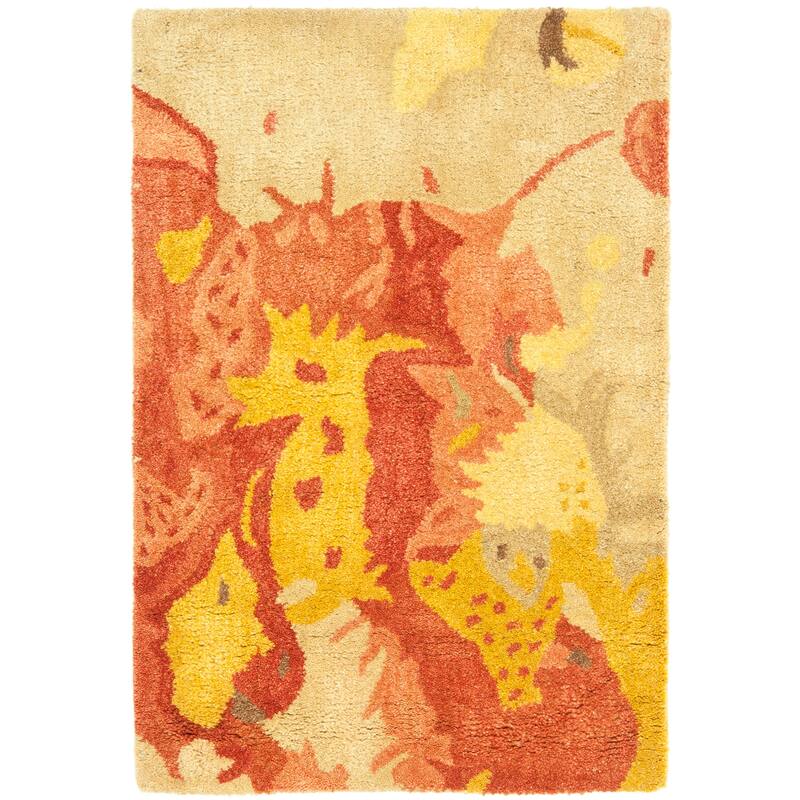 SAFAVIEH Handmade Soho Kaylin Splashes N.Z. Wool Rug - 2'3" x 4' - Beige/Multi