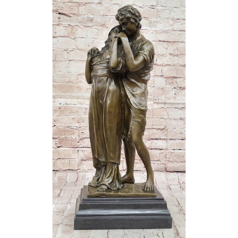 Romantic Classical Lovers Bronze Sculpture Of Young Man And Woman Embracing