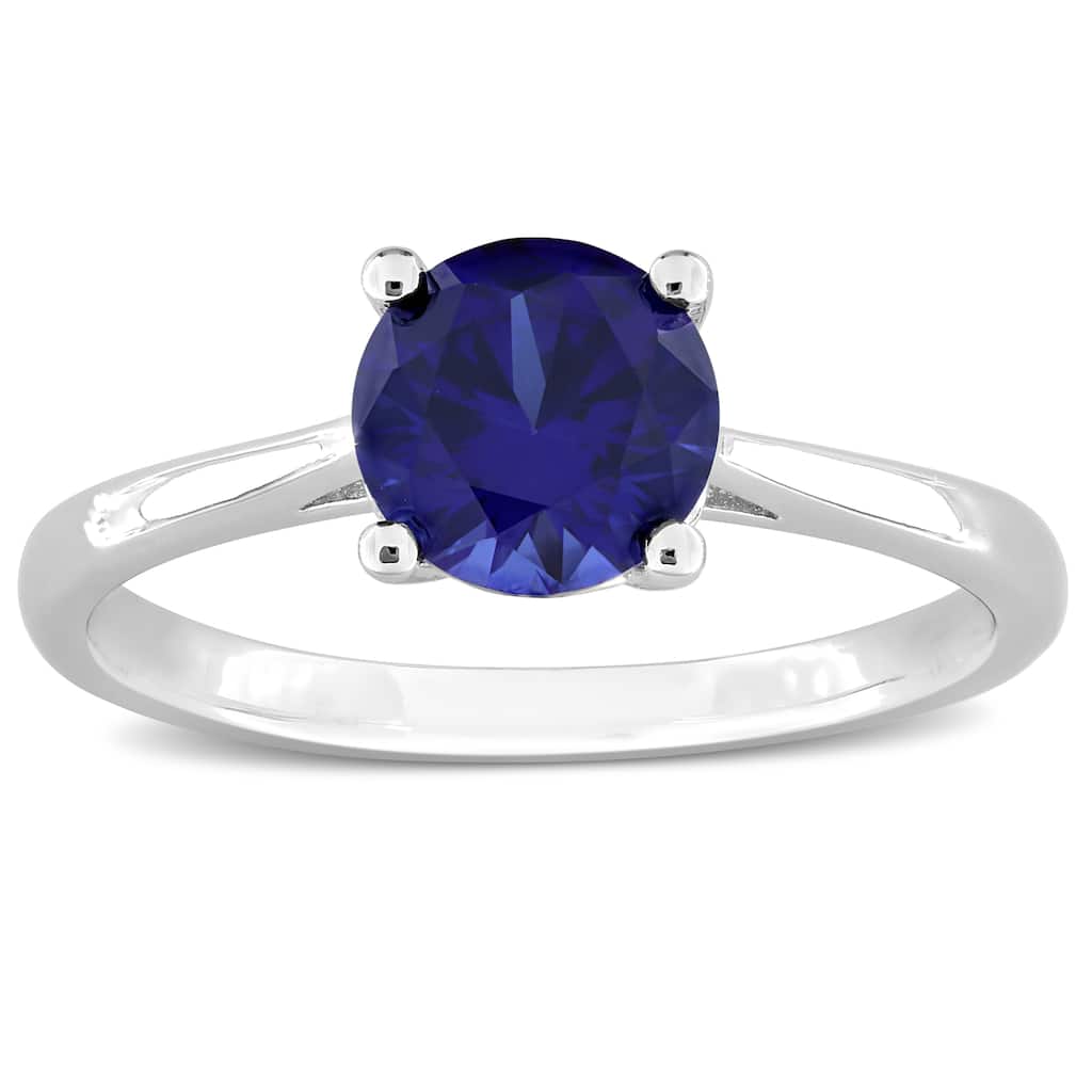 Miadora 1 5/8ct TGW Created Blue Sapphire Solitaire Ring Sterling Silver