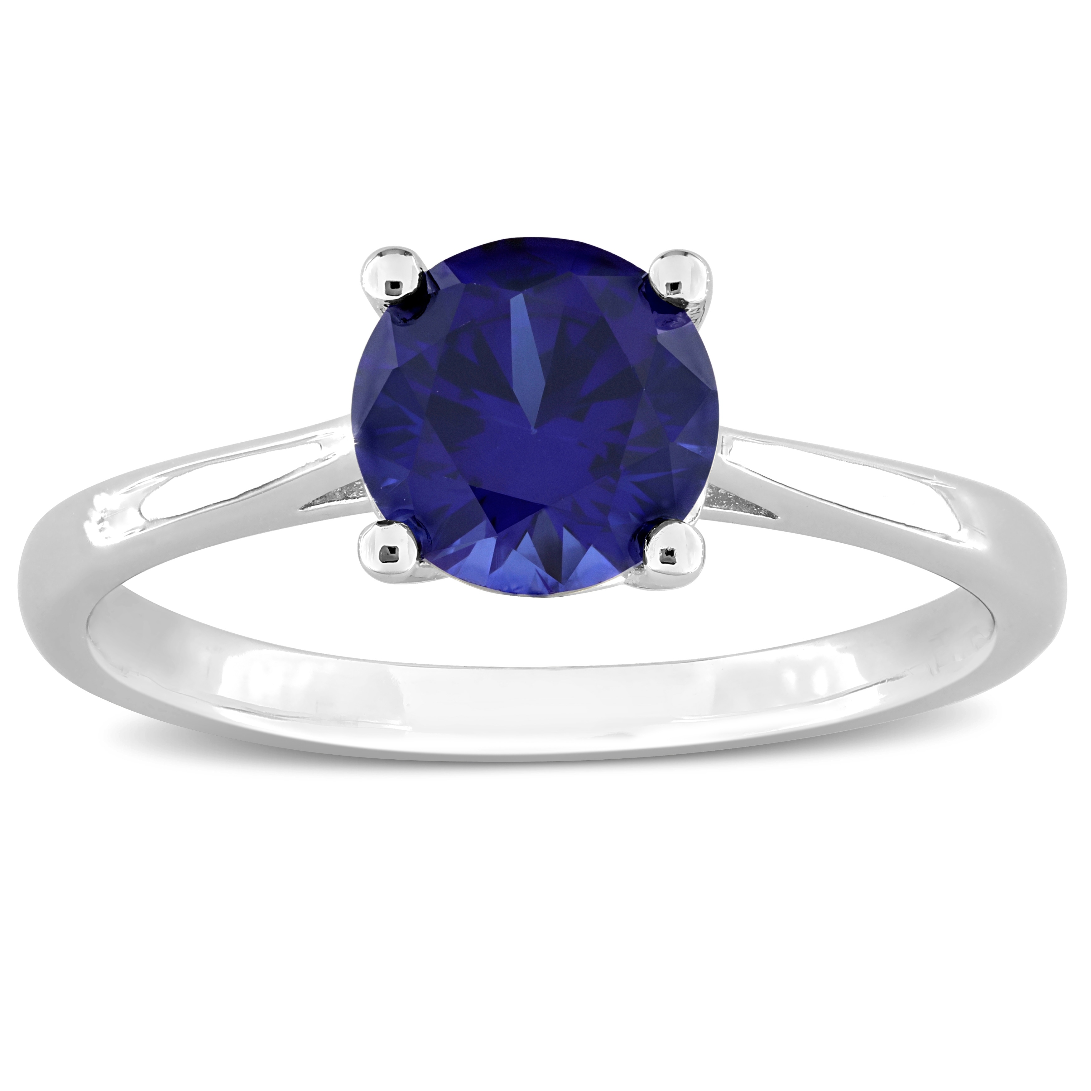 Miadora 1 5/8ct TGW Created Blue Sapphire Solitaire Ring Sterling Silver