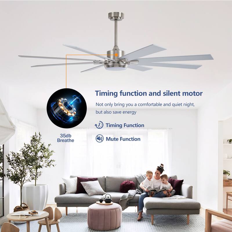 Plywood Reversible Blades Ceiling Fan With Light Kit 3 Color Dimmable LED