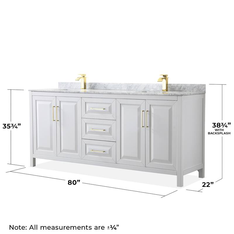 Wyndham Collection Daria 80" Free Standing Double Vanity Set with MDF