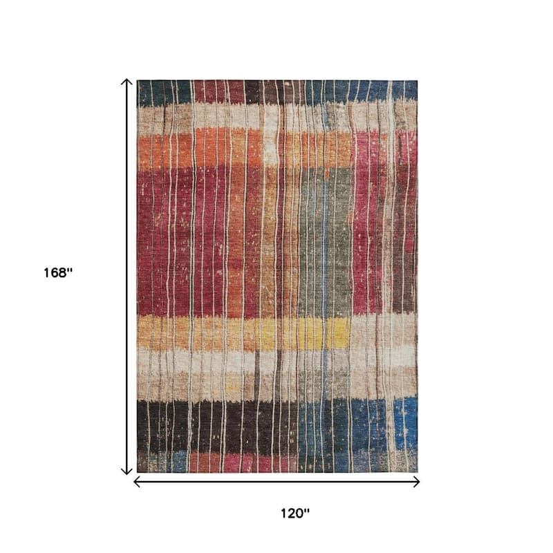 HomeRoots Striped Transitional Rectangle Outdoor Rug