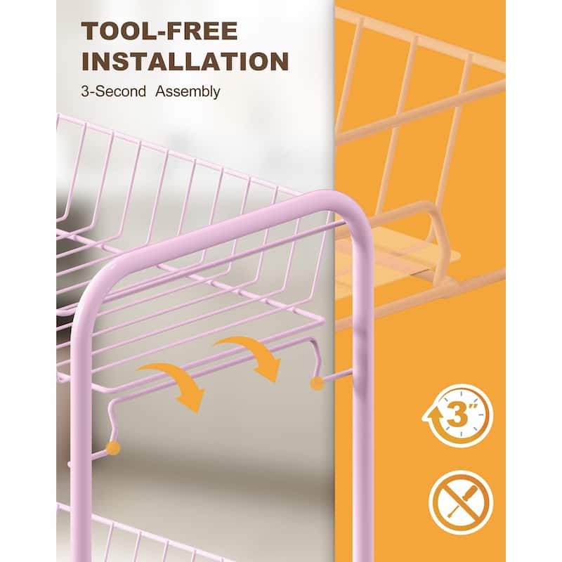 4-Tier Rolling Utility Cart with Removable Baskets