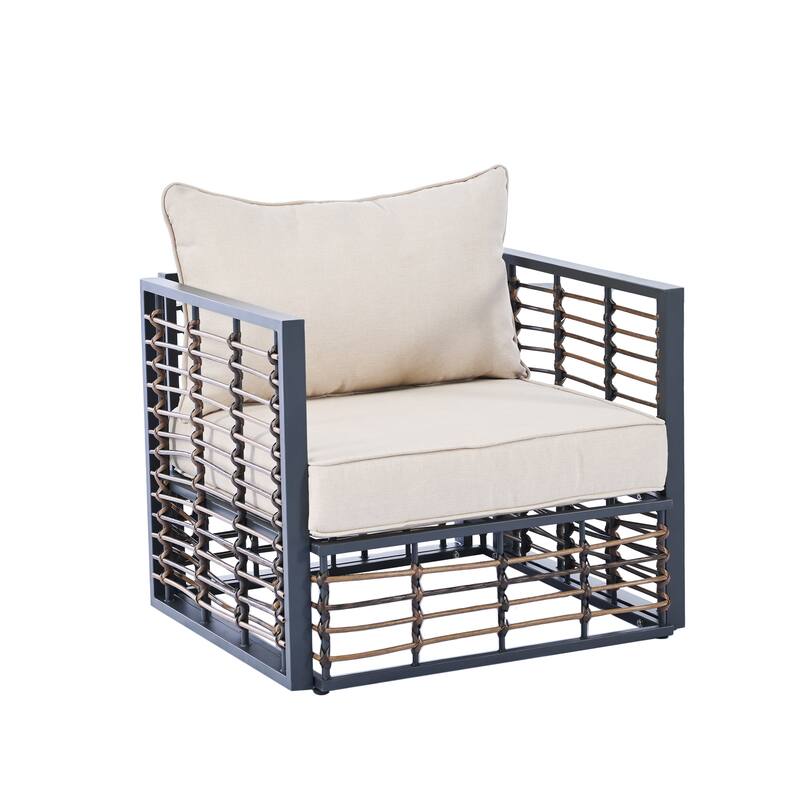 7-Piece Outdoor Metal Modular Sectional Sofa Set with Coffee Table and Chairs, Free Combination