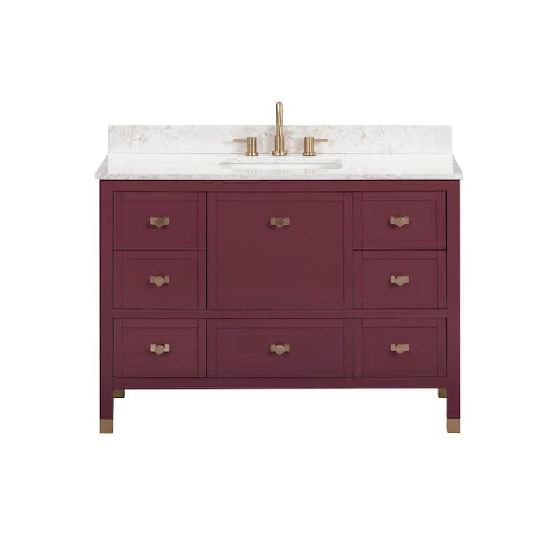 Alana Bathroom Vanity in Burgundy Red with Alluring Quartz Top