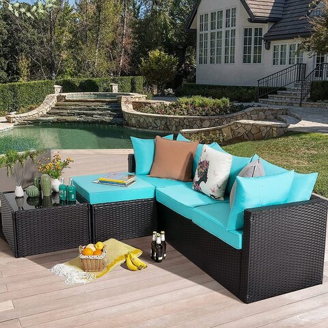 Bossin Patio Furniture Sets Outdoor Sectional Sofa All Weather PE Rattan Patio Conversation Set - 76.4inch x 50inch x 23.6 inch