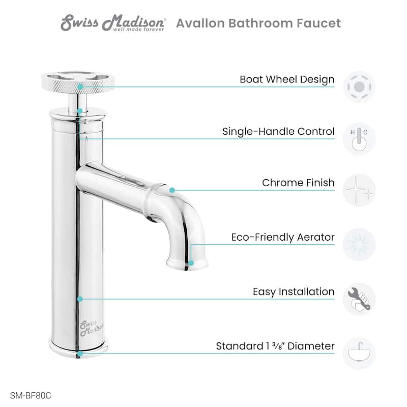 Swiss Madison SM-BF80 Avallon 1.2 GPM Single Hole Bathroom Faucet