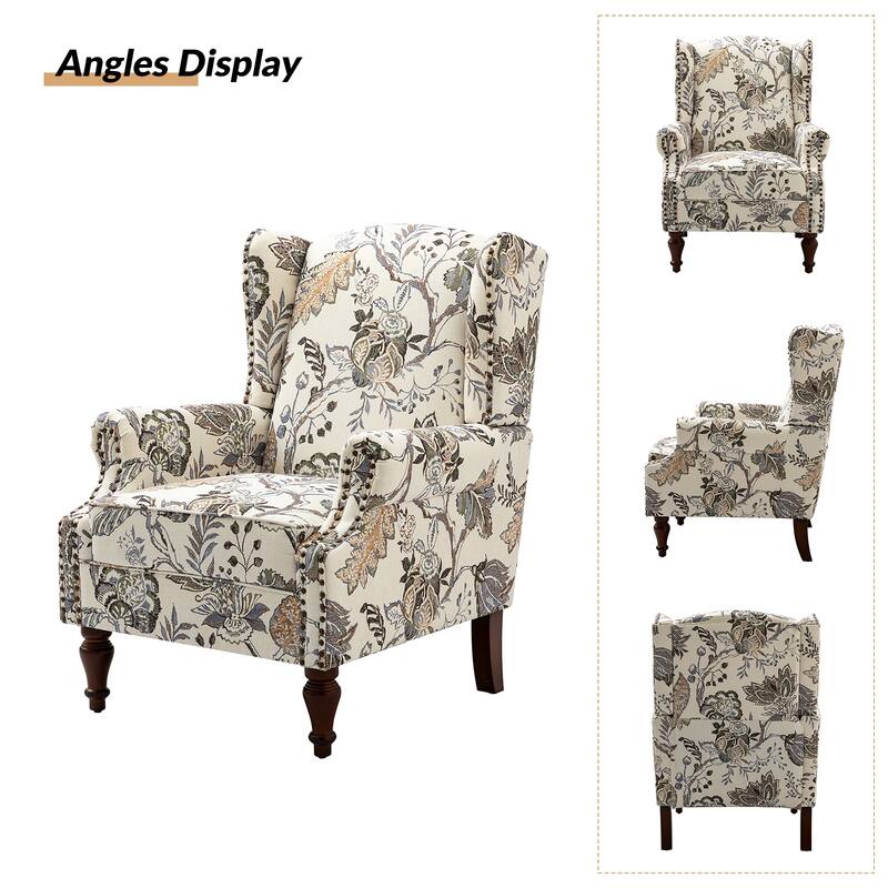 Gott Traditional Wingback Armchair with Solid Wood Legs Set of 2 by HULALA HOME