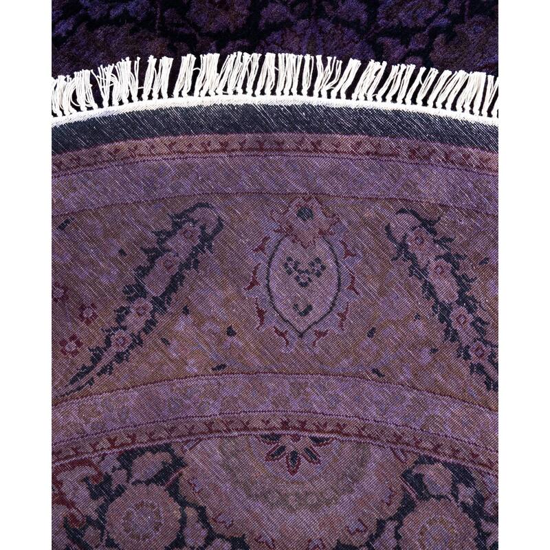 Overdyed One-of-a-Kind Hand-Knotted Round Area Rug - Purple - 6' 1" x 6' 1"