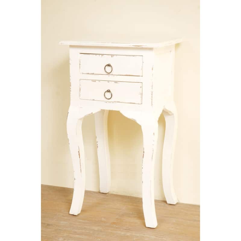 27.25" Distressed White Wooden Cottage Table