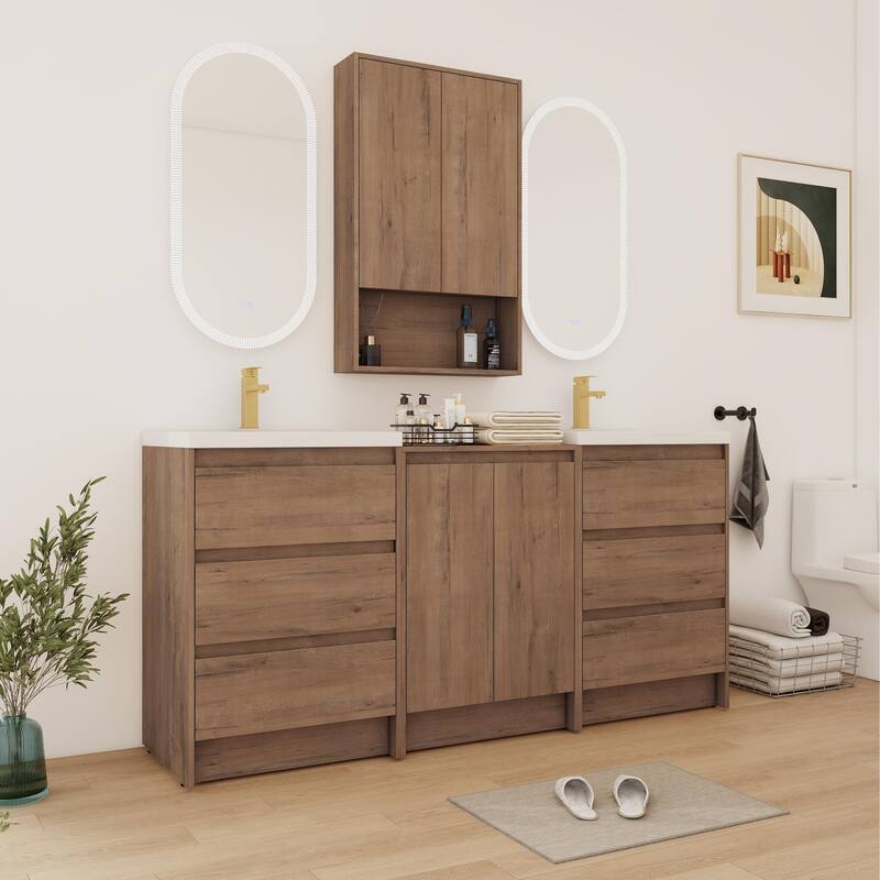 Bathroom Vanity With Sink In 24/72 Inch, Freestanding Bathroom Vanity With Soft Close Drawer and Adjustable Shelf