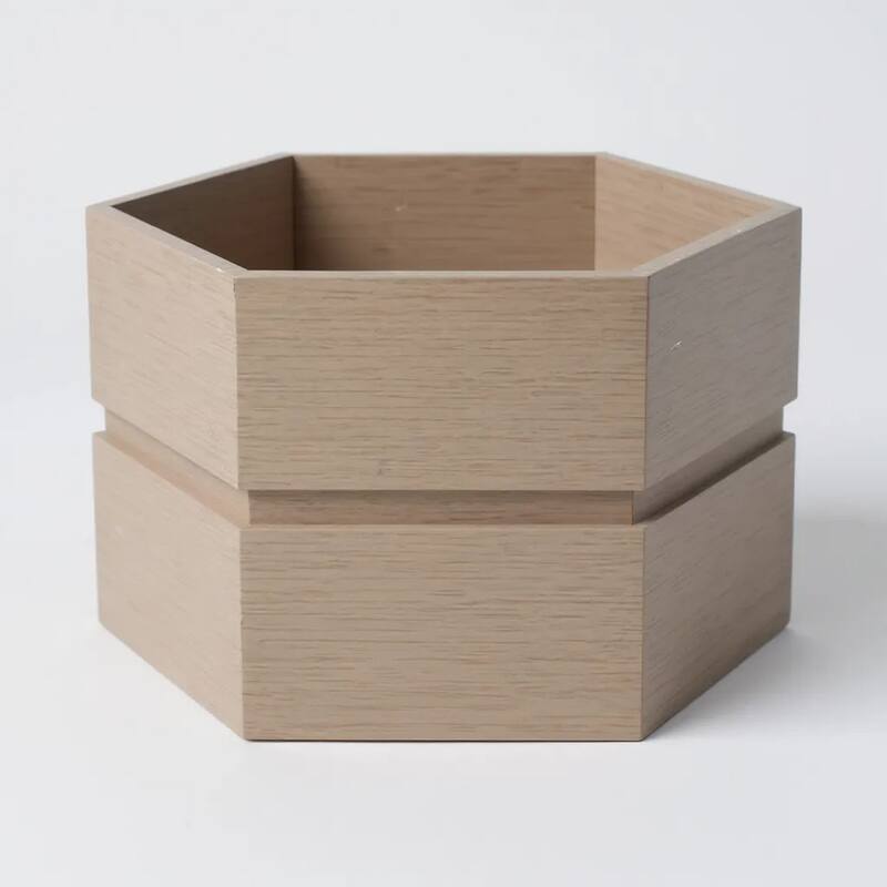 Hexagon Terrace Planter Box Short - Brown Grey