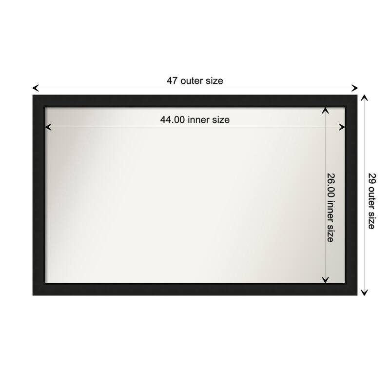 Midnight Black Narrow Framed Non-Beveled Custom Wall Mirror, Bathroom Vanity Mirror - Outer Size: 47.25 x 29.25