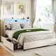 preview thumbnail 1 of 16, Upholstered Bed with 4 Drawers, LED Headboard with Charging Station, Heavy Duty Metal Platform Bed Frame with Wood Slat Support White - Full