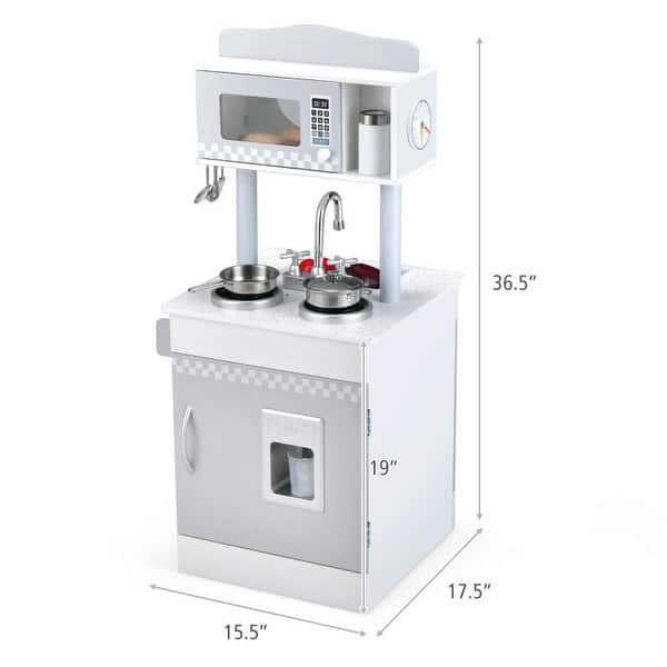 Chef Pretend Kitchen Playset with Cooking Oven and Sink for Toddlers - 17.5" x 15.5" x 36.5"(L x W x H)