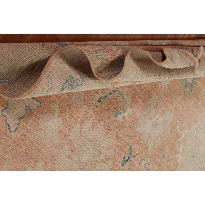 Hand Knotted Oriental 100% Wool Carpet Transitional All-Over Oranges & Rust Oushak Area Rug - 8' 11'' X 6' 0''