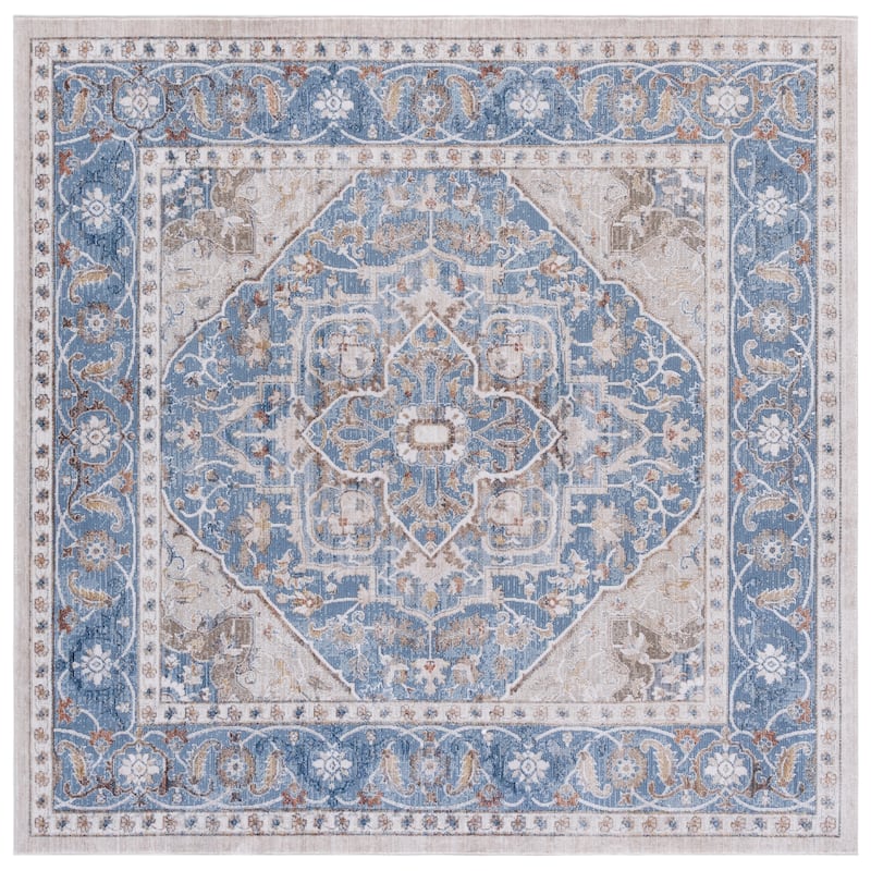 SAFAVIEH Elwood Tulin Traditional Medallion Rug - 6'5" Square - Blue/Beige