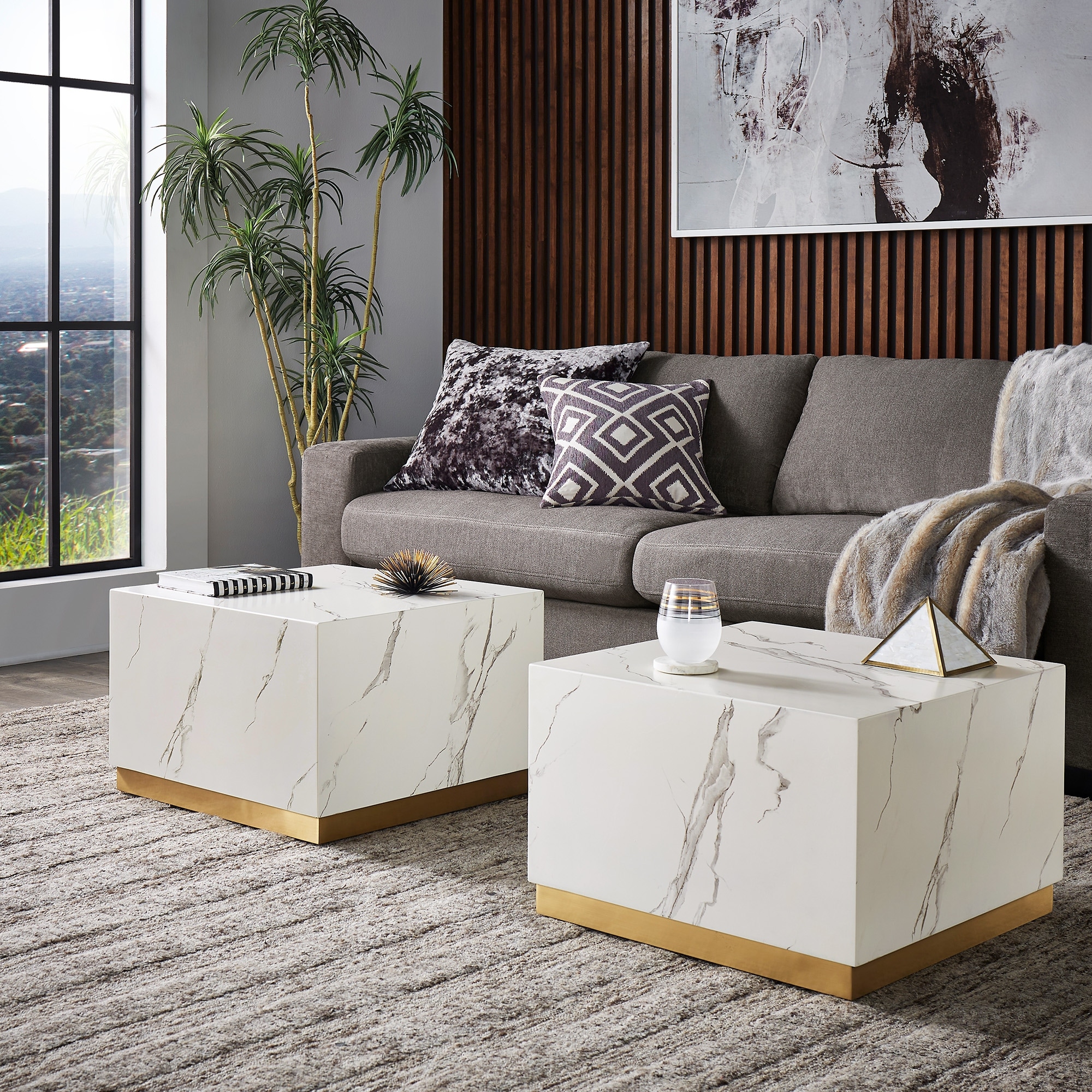 iNSPIRE Q Bold Darcy Faux Marble Coffee Table with Casters