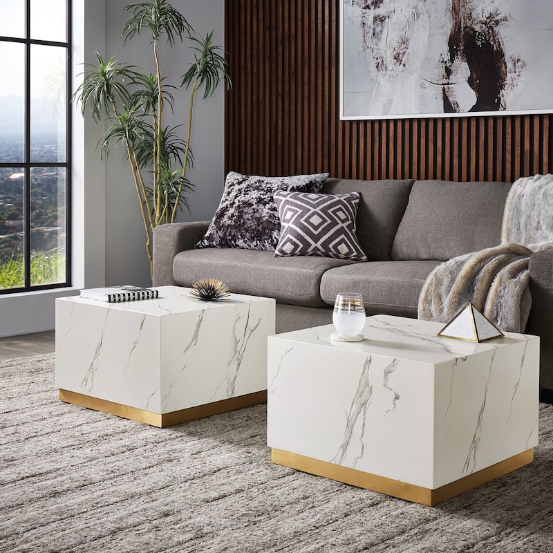 Darcy Faux Marble Coffee Table with Casters by iNSPIRE Q Bold