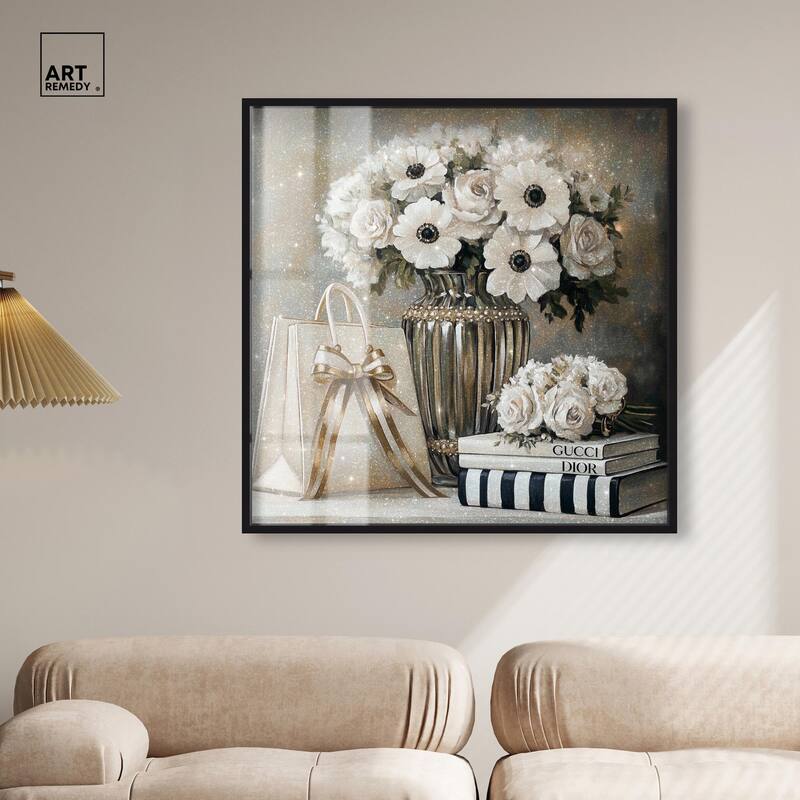 Elegant Flowers Books Neutral Shadowbox by Art Remedy