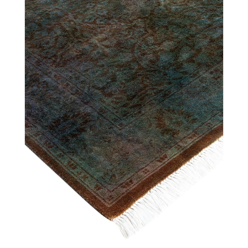 Overton Hand Knotted Wool Vintage Inspired Modern Contemporary Overdyed Gray Runner Rug - 2' 7" x 10' 3"