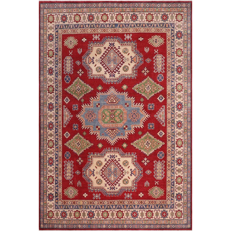 Rustic Kazak Santiago Red/Beige Wool Rug - 8'1'' x 9'8''