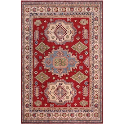 Rustic Kazak Santiago Red/Beige Wool Rug - 8'1'' x 9'8''