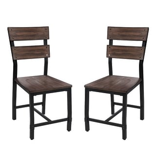 Set of 2 Wood Side Chair in Oak and Black Finish