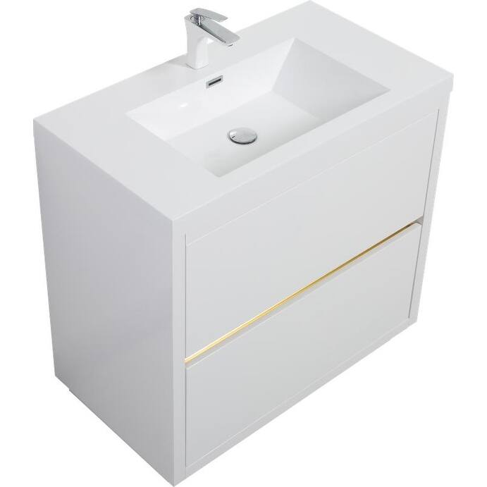 Abruzzo 36" Freestanding Bathroom Vanity with Stone Resin Sink and Two Soft Close Drawers